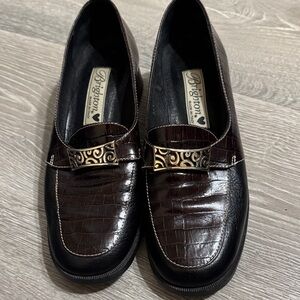 Brighton Dark Brown Croc-Embossed Loafers